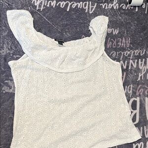 Old Navy White Eyelet Ruffle Blouse